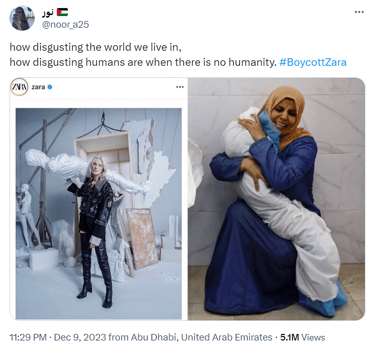 Several social media users have alleged that Zara's latest ad campaign "mocks the destruction of Gaza."