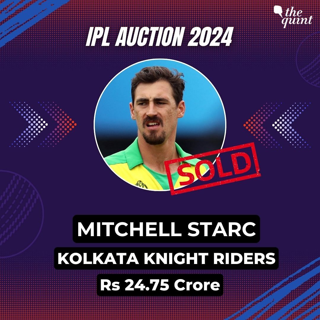 #IPL2024Auction | Mitchell Starc becomes the most-expensive player in IPL history, joins KKR for Rs 24.75 crore.