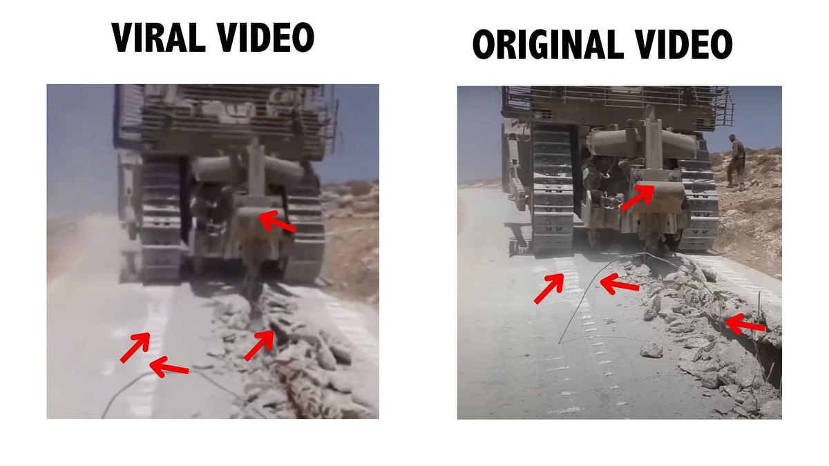 The video shows Israeli military destroying roads to Masafer Yatta,in the West Bank and dates back to June 2021. 