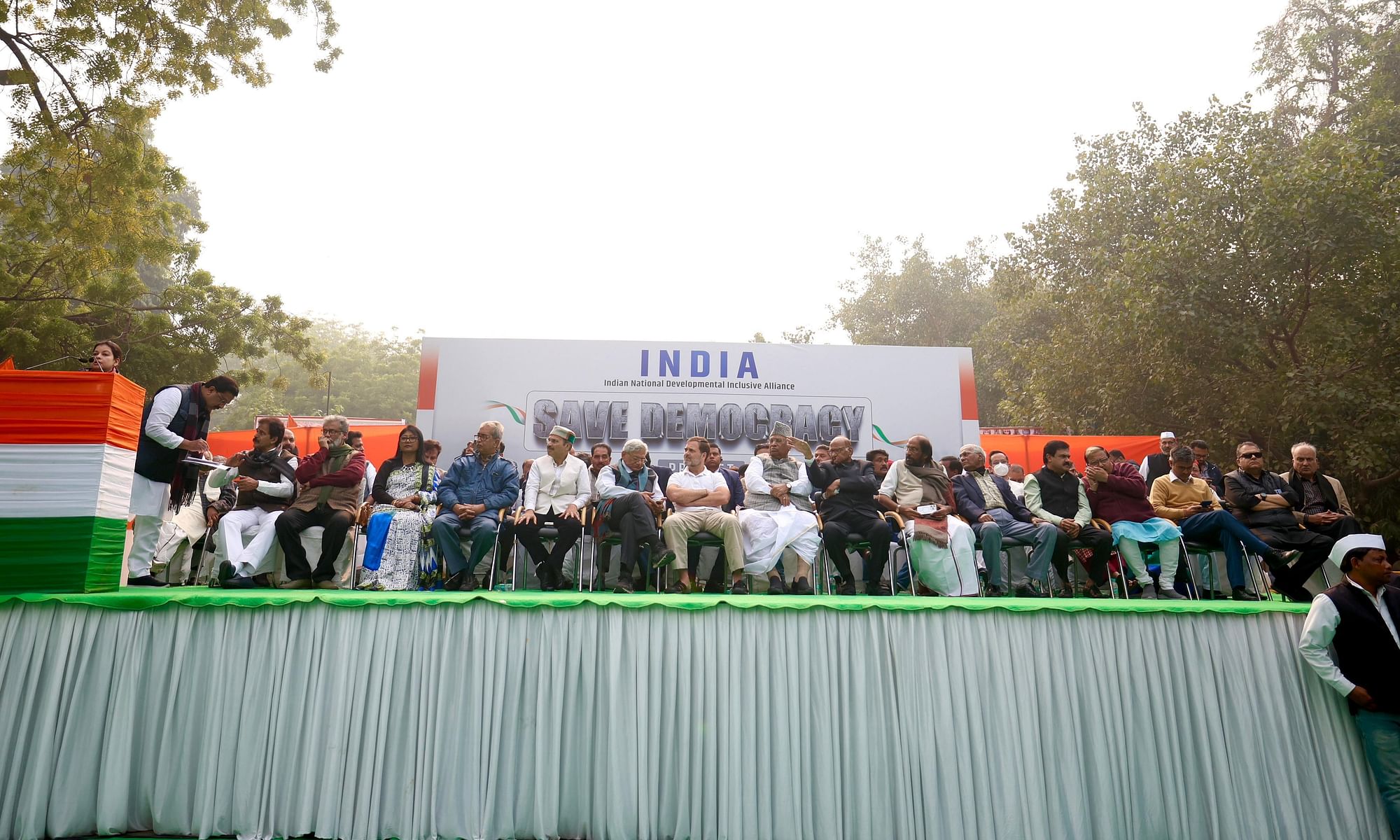 <div class="paragraphs"><p>INDIA bloc leaders react to Kejriwal's arrest.&nbsp;</p></div>
