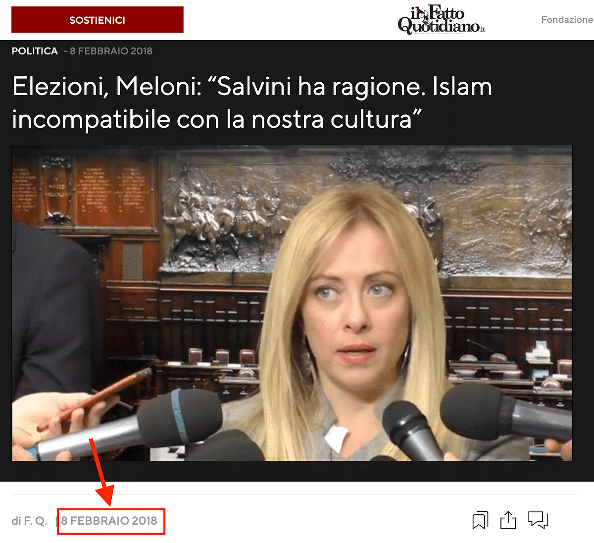 The video dates back to February 2018 and was shot before Giorgia Meloni became the Italian prime minister.