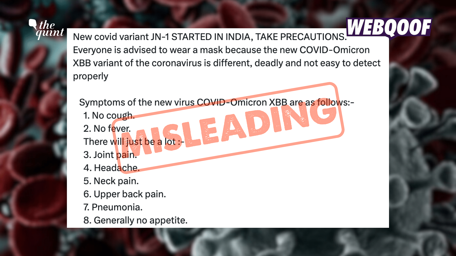 <div class="paragraphs"><p>The post which makes misleading claims about the Omicron variants XBB subvariant has resurfaced.</p></div>