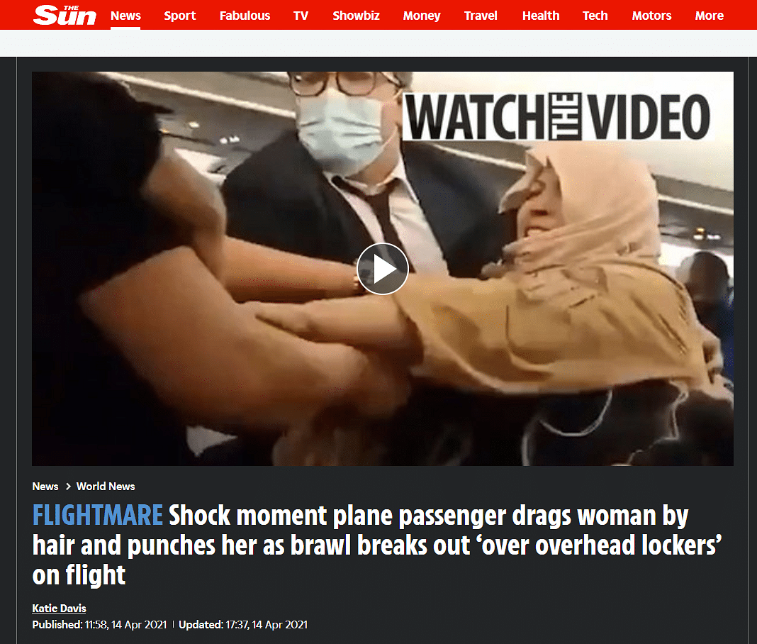 The video is from 2021 and shows a fight between passengers which started because of baggage space.