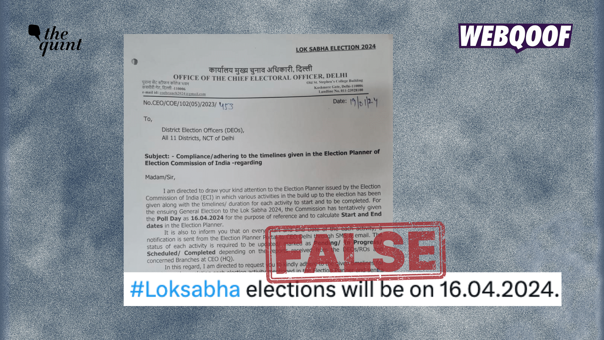 <div class="paragraphs"><p>The letter issued by the Chief Electoral Officer, Delhi does not declare election dates for the 2024 Lok Sabha polls.</p></div>