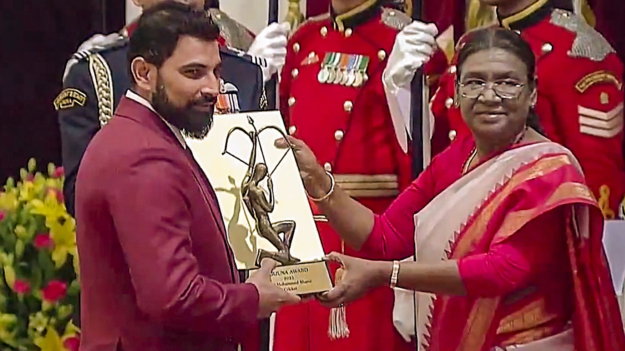 <div class="paragraphs"><p>New Delhi: President Droupadi Murmu presents Arjuna Award to cricketer Mohammed Shami during the National Sports and Adventure Awards 2023 at the Rashtrapati Bhavan, in New Delhi, Tuesday, Jan. 9, 2024.</p></div>