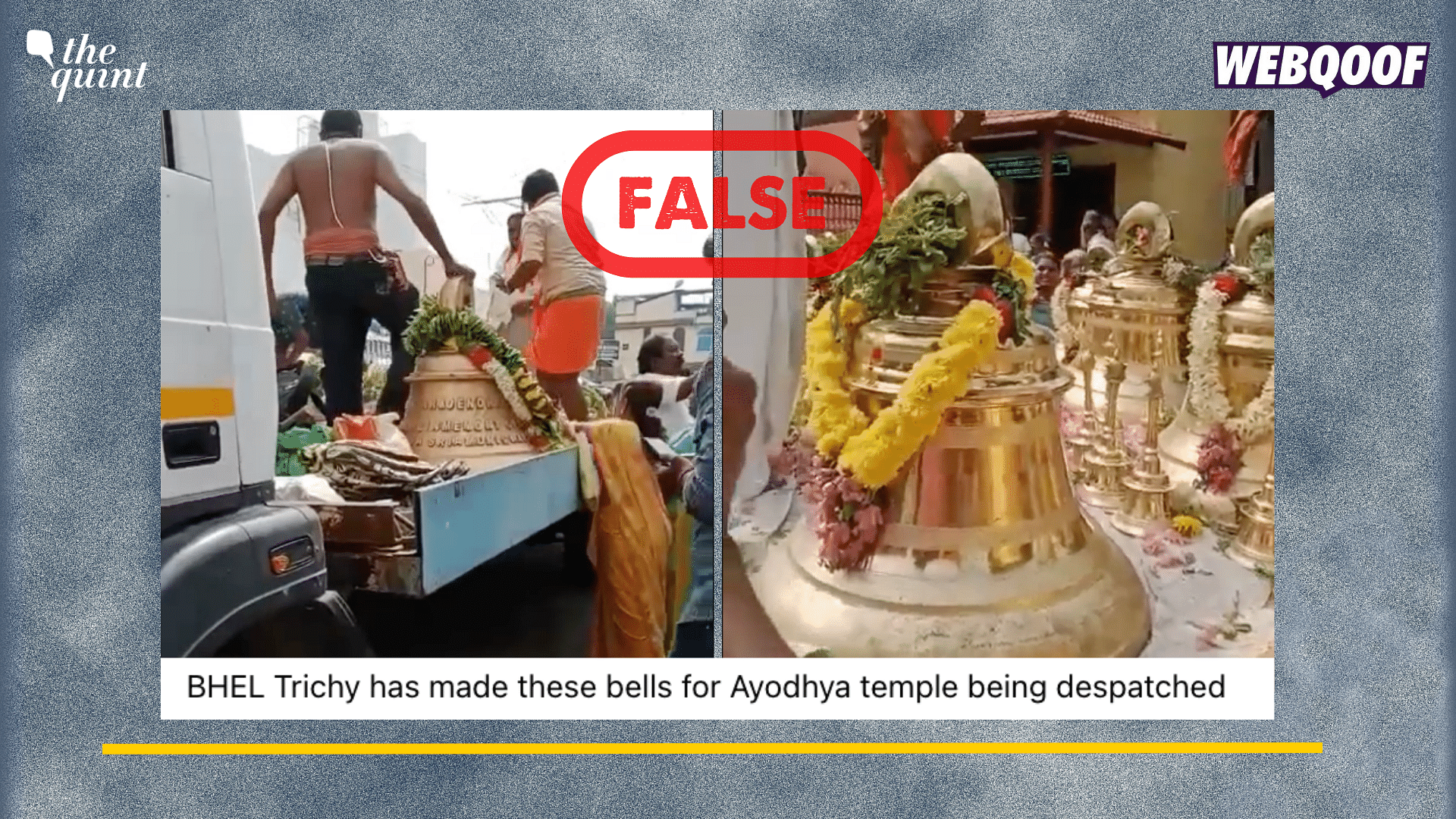 <div class="paragraphs"><p>Fact-Check: These bells were manufactured in Namakkal and will be installed in the Ram Temple in Ayodhya.&nbsp;</p></div>