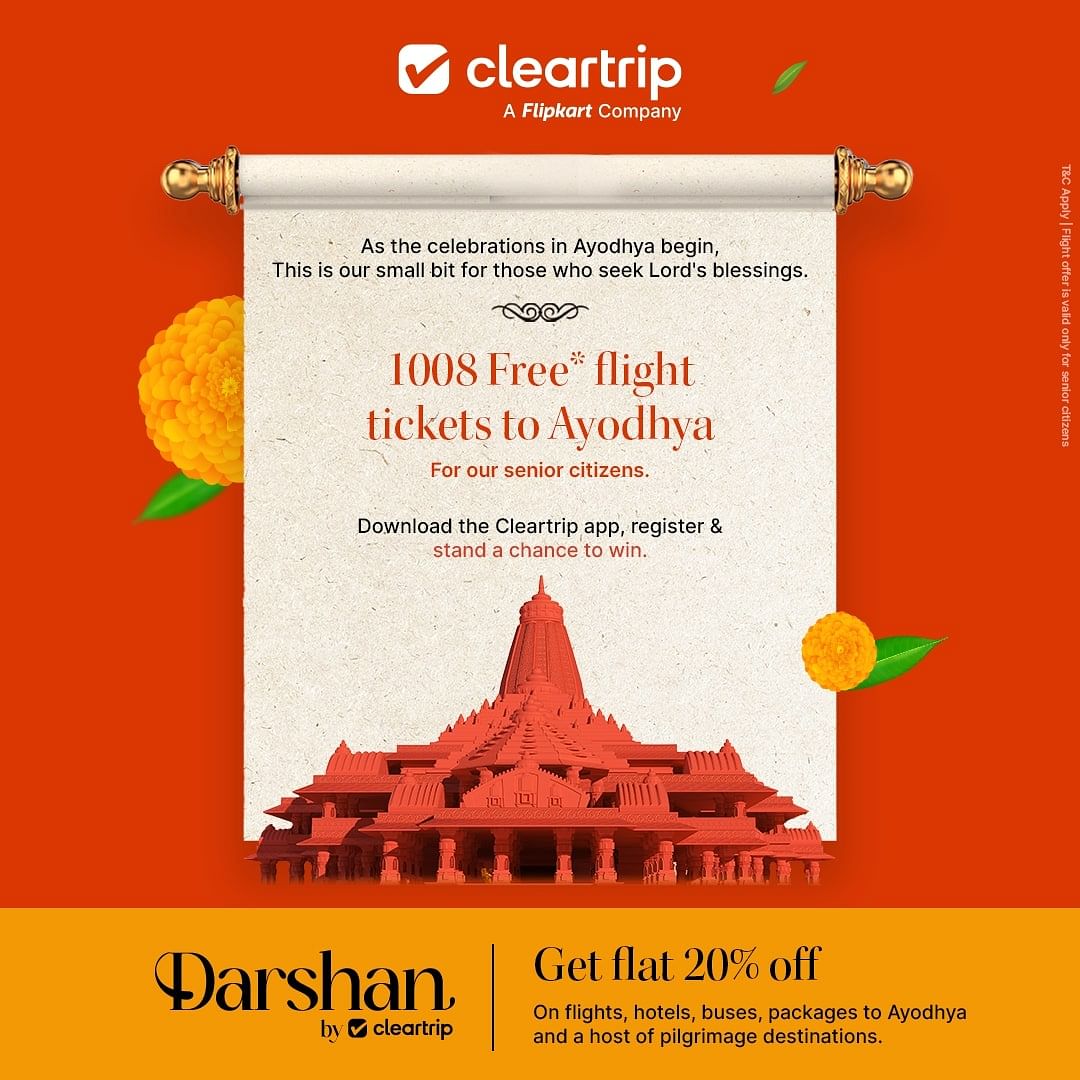 1008 complimentary flight tickets to Ayodhya and lucrative discounts for travel across many other religious hotspots