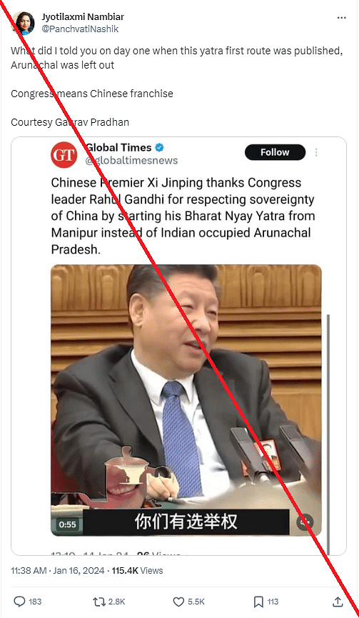 We found that the screenshot is fabricated and there is no evidence to prove that Jinping thanked Gandhi.