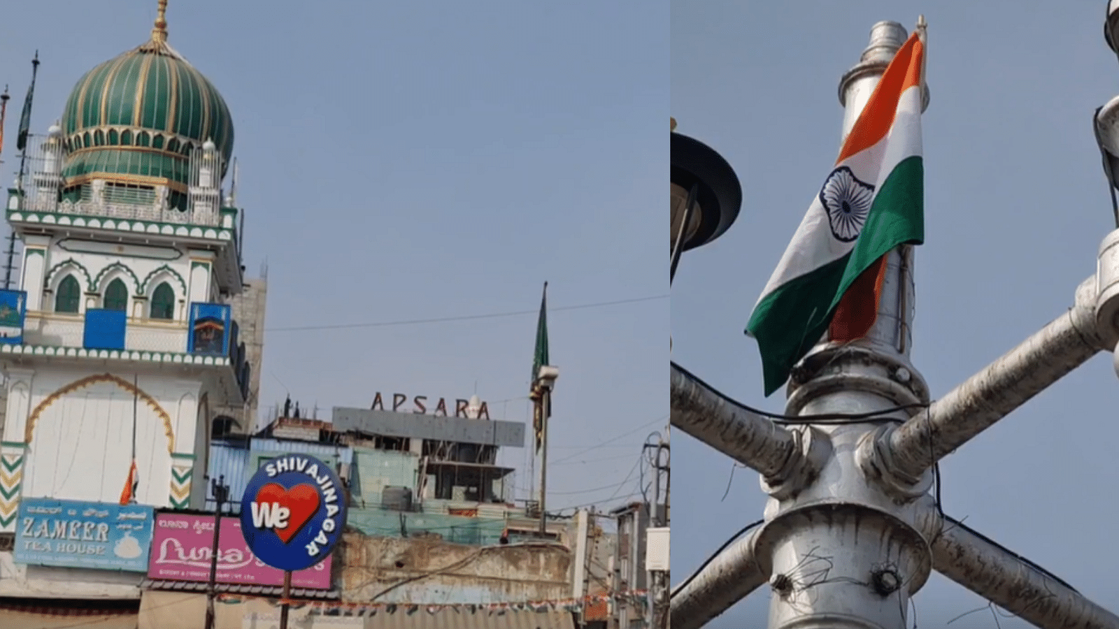 <div class="paragraphs"><p>The  flag hoisted on a pole near the Hazrat Syed Jamal Shah Qadri Dargah at Chandni Chowk in Shivajinagar was replaced with the Tricolour by a group of locals and the members of the dargah committee amid the Mandya row.</p></div>