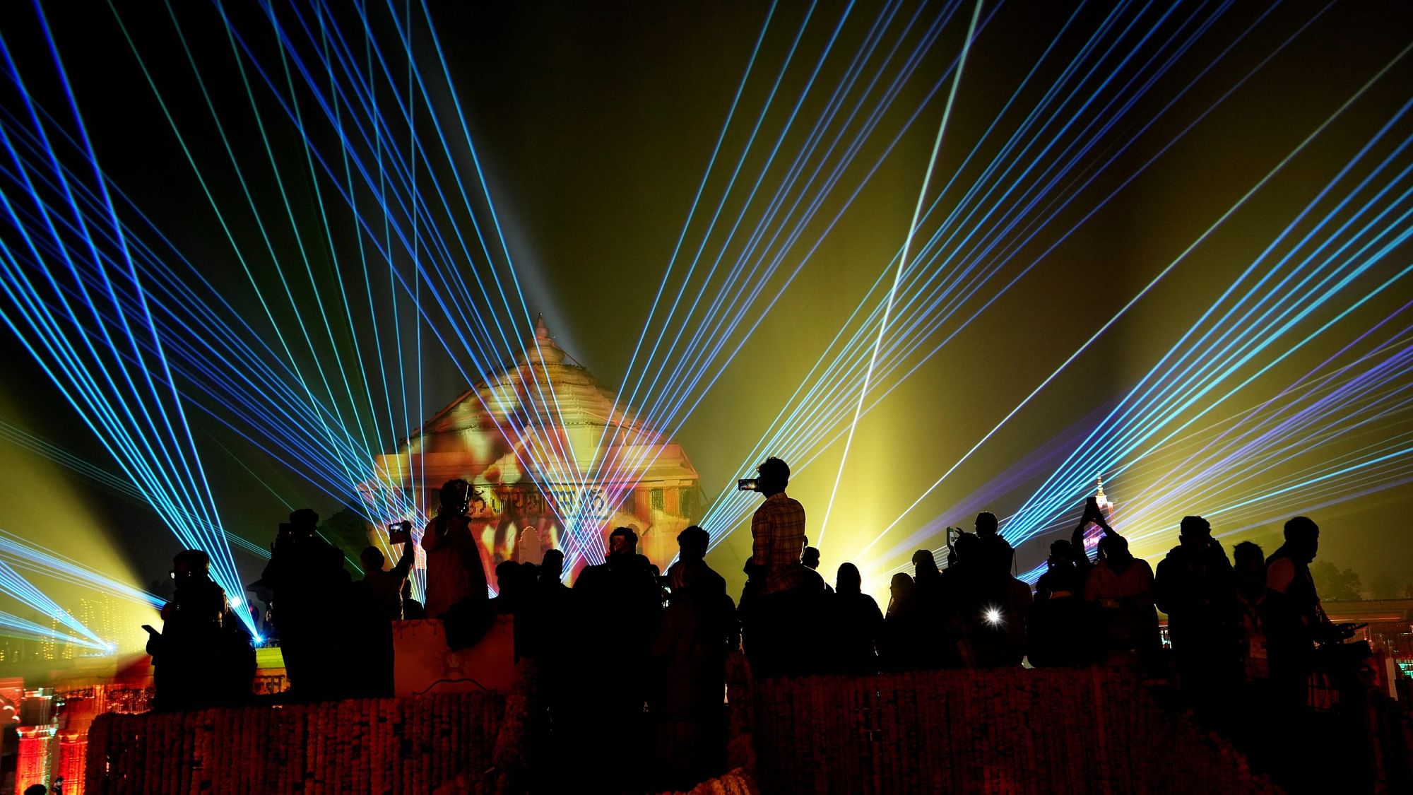 <div class="paragraphs"><p>Ayodhya: Invitees attend a laser show inside the Ram Mandir premises after its consecration ceremony, in Ayodhya, Monday, Jan. 22, 2024. </p></div>