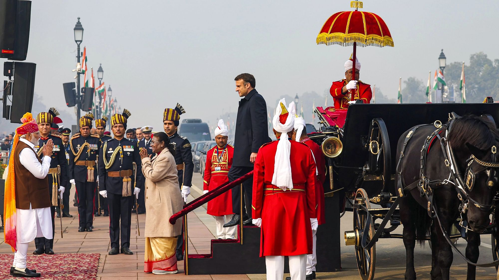 <div class="paragraphs"><p>French President Emmanuel Macron at the 75th Republic day celebrations.</p></div>