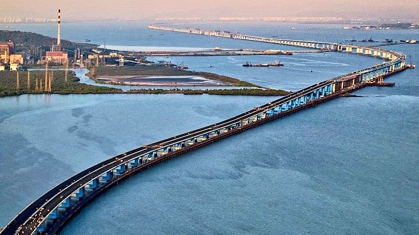 <div class="paragraphs"><p>The Mumbai Trans Harbour Link is a bridge 21.8 km in length, which will connect Mumbai and Navi Mumbai. After its inauguration, the bridge will become the longest sea bridge in the country and the 12th longest in the world.</p></div>