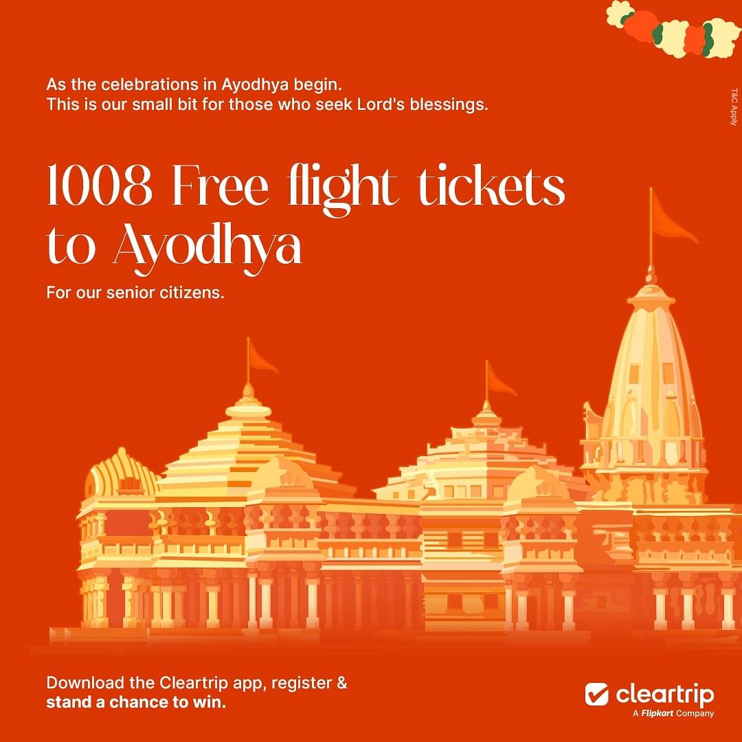 1008 complimentary flight tickets to Ayodhya and lucrative discounts for travel across many other religious hotspots