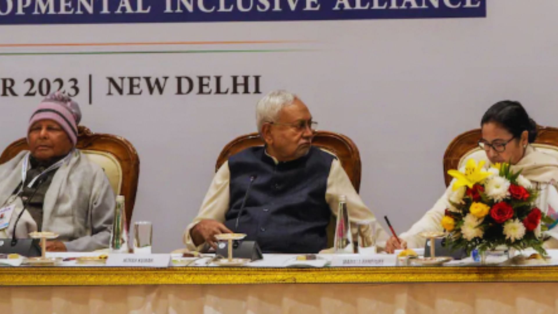 <div class="paragraphs"><p>(L-R) RJD chief Lalu Prasad Yadav, Bihar Chief Minister Nitish Kumar, West Bengal Chief Minister Mamata Banerjee during an INDIA meet. Image used for representation only.&nbsp;</p></div>