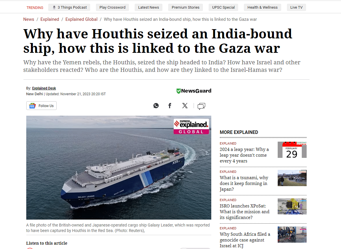 There are no news reports or information available to support the fact that the India-bound ship was carrying cows.
