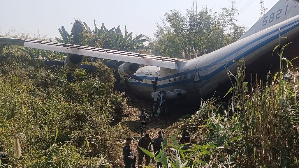 <div class="paragraphs"><p>A Myanmar military plane crashed at Lengpui Airport in Mizoram's Aizawl on Tuesday, 23 January.</p></div>