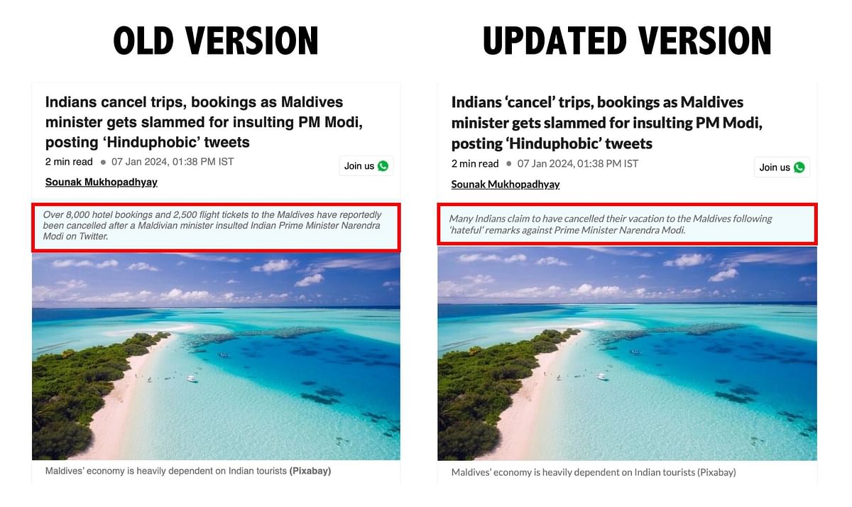 Several social media users shared fictitious figures regarding cancellations as #BoycottMaldives took X by storm.