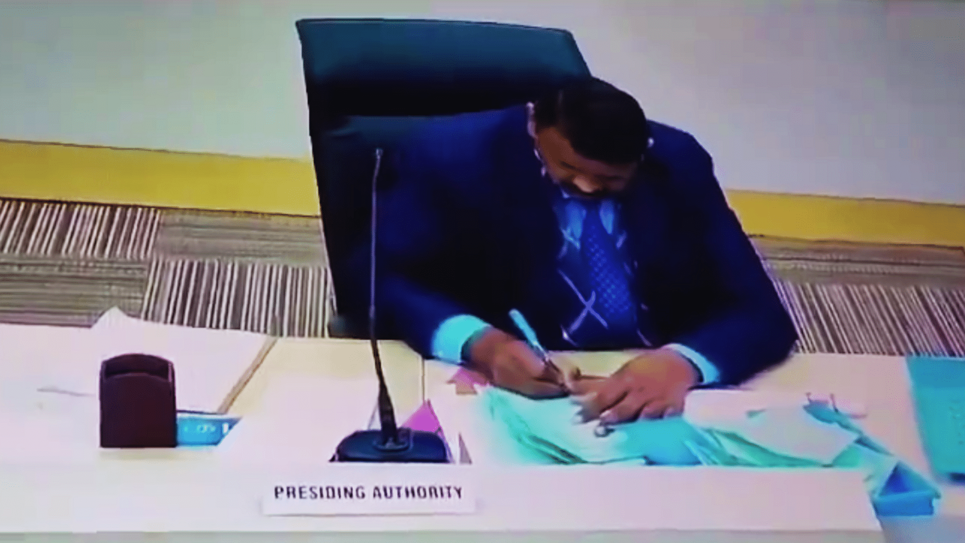 <div class="paragraphs"><p>Presiding Authority Anil Masih officiating the Chandigarh Mayoral Polls on Tuesday, 30 January.</p></div>