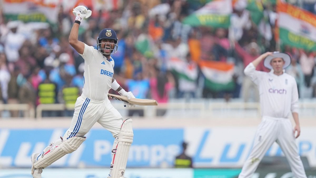 <div class="paragraphs"><p>Dhruv Jurel of India celebrates the win during the fourth day of the 4th test match between India and England held at the JSCA International Stadium in Ranchi on the 26th Feb 2024</p></div>