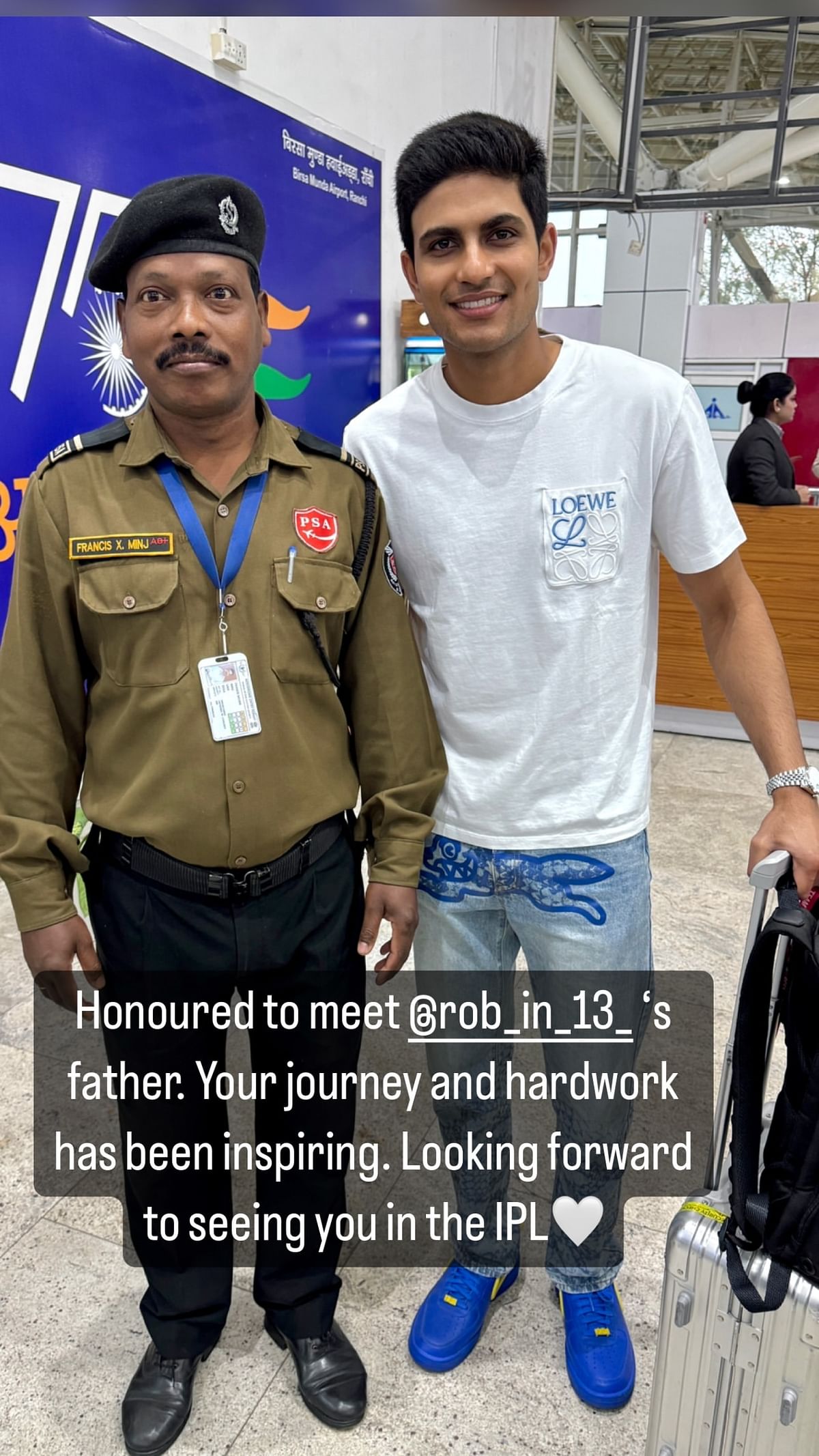 Shubman Gill met Robin Minz's father, a security official at the Ranchi Airport, after the conclusion of fourth Test