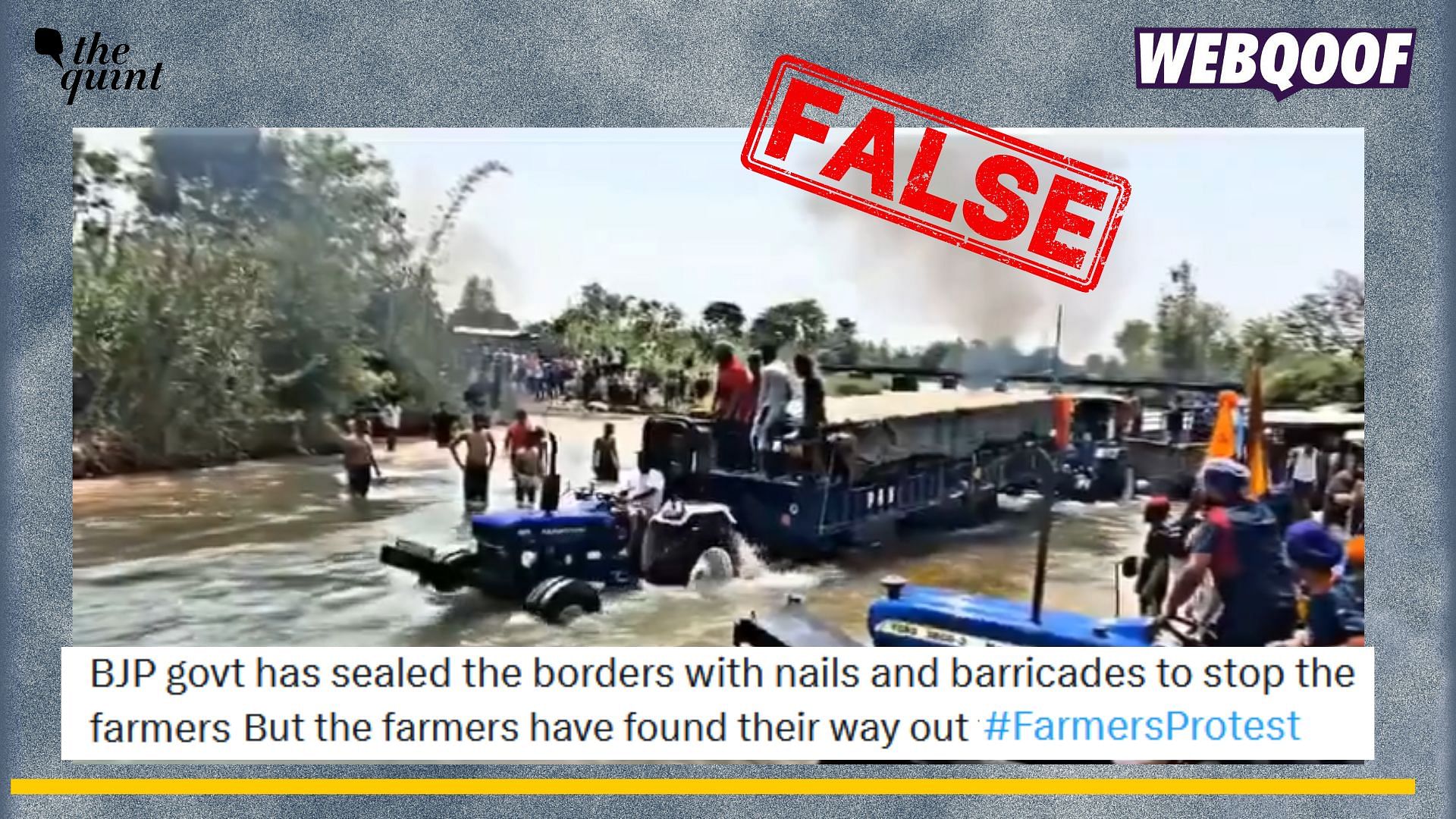 <div class="paragraphs"><p>Fact-check: An old video of tractors driving through water is being falsely linked with the ongoing farmers' protests. </p></div>