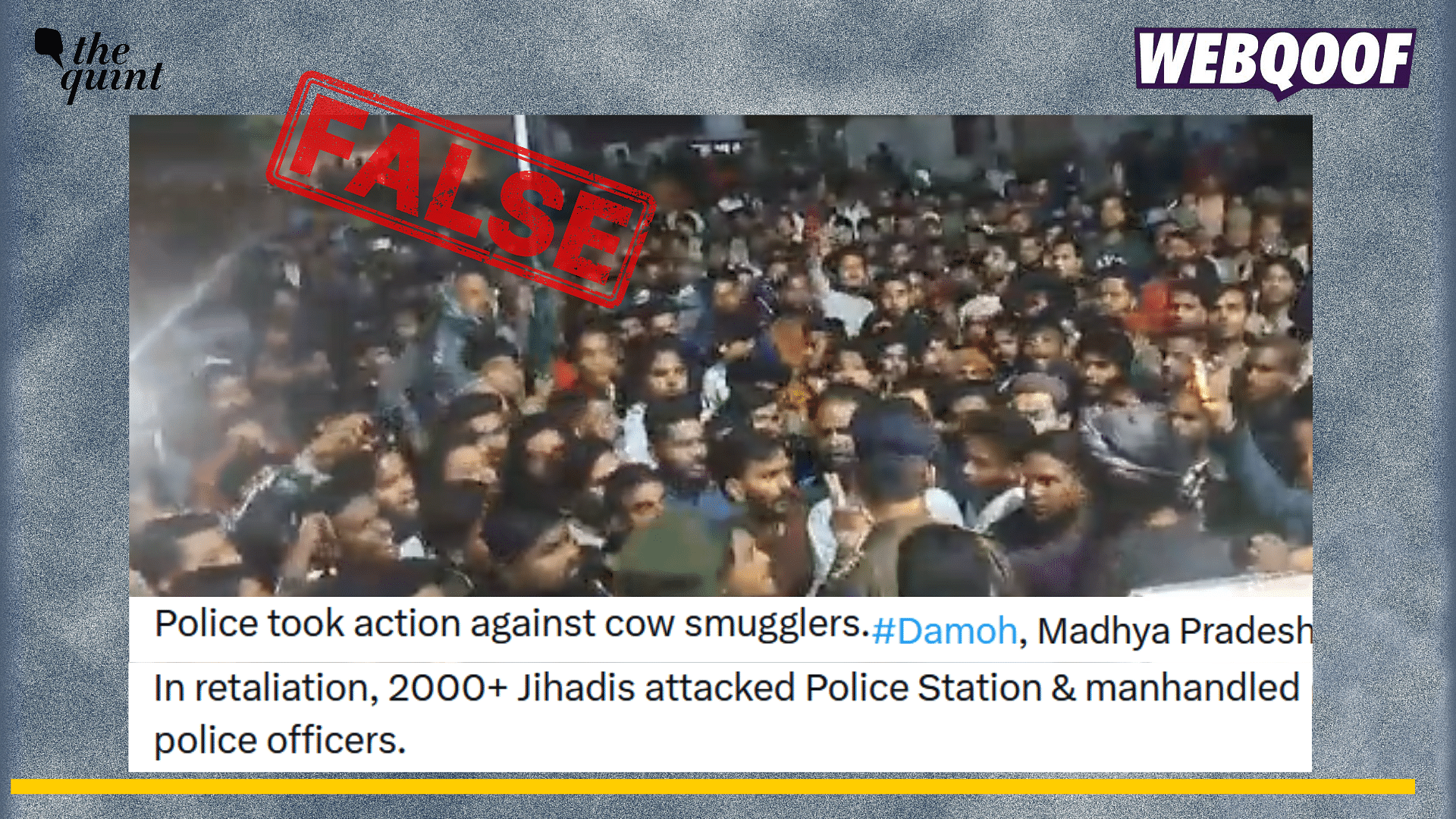 <div class="paragraphs"><p>Fact-check: A false claim is being shared with a video of a massive crowd to claim that police in Madhya Pradesh took action against "cow smugglers".</p></div>