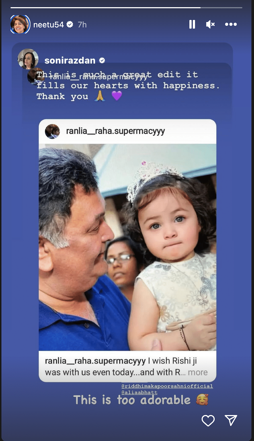 Alia Bhatt and Ranbir Kapoor's daughter Raha was born in November 2022.
