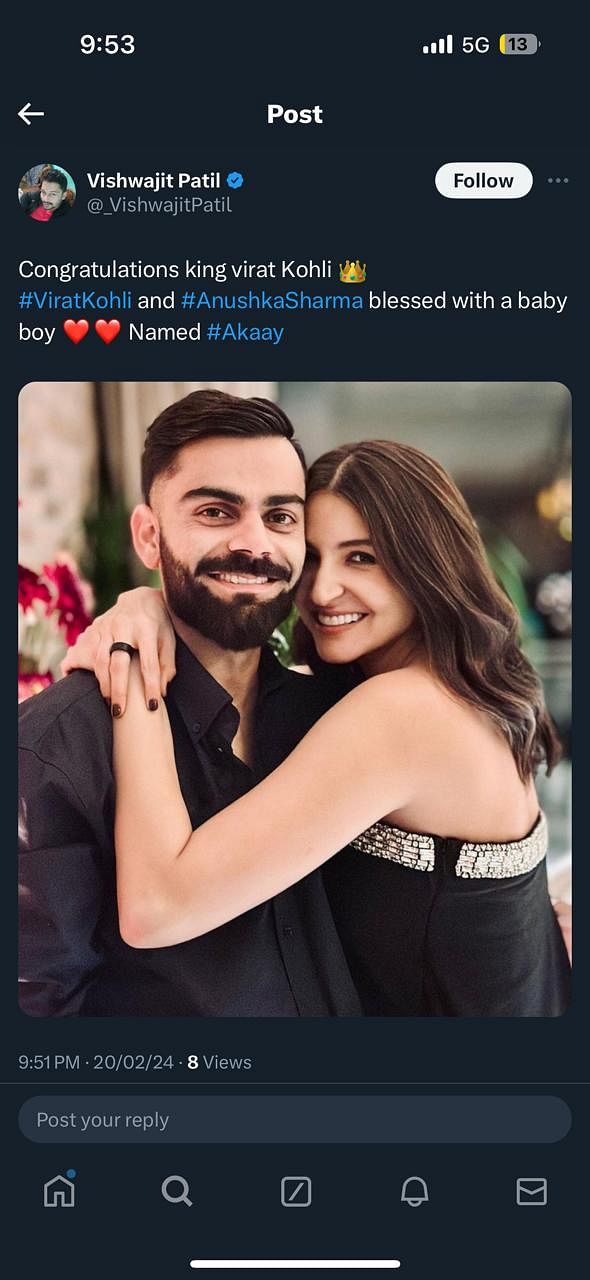#ViratKohli and #AnushkaSharma are blessed with a baby boy. The couple has named their son "Akaay."