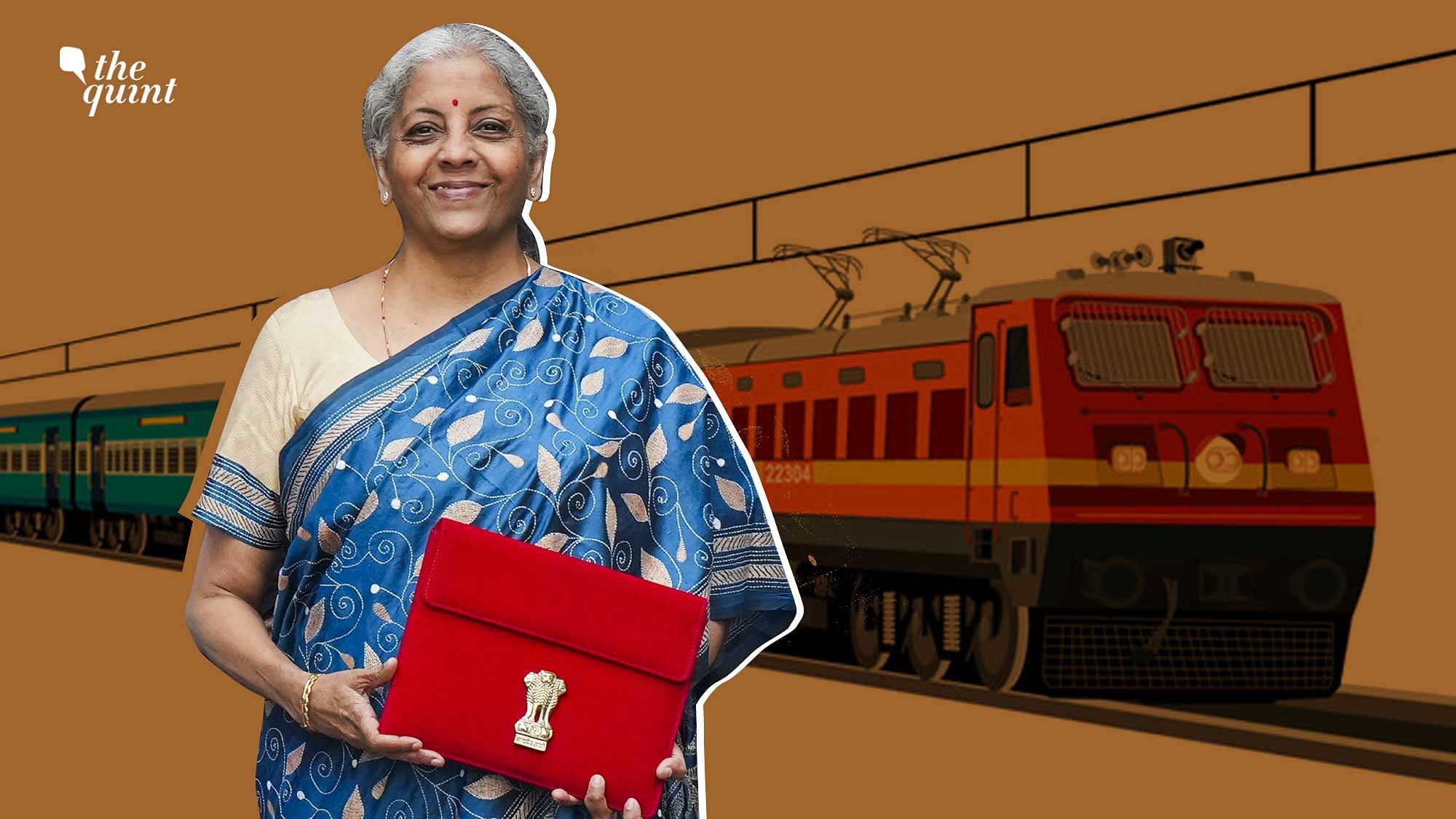 <div class="paragraphs"><p>A sum of Rs 2.55 lakh crore has been earmarked as capex for the Indian Railways for the financial year 2024-2-25, Nirmala Sitharaman announced.</p></div>