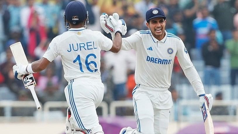 <div class="paragraphs"><p>Dhrub Jurel (wk) of India and Shubman Gill of India celebrating win during the fourth day of the 4th test match between India and England held at the JSCA International Stadium in Ranchi on the 26th Feb 2024</p></div>