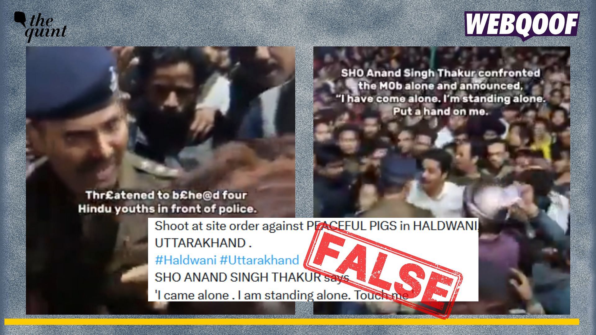<div class="paragraphs"><p>Fact-Check: A video from Damoh, Madhya Pradesh showing a police personnel in middle of a mob is being falsely shared as from Haldwani, Uttarakhand. </p></div>
