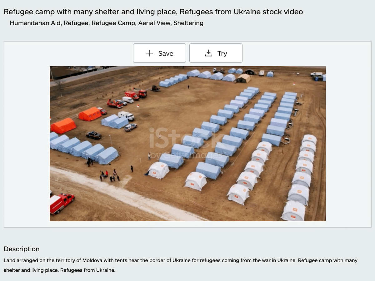 The clip showing tents on an open ground is actually one of refugee camps for Ukrainians in Moldova.