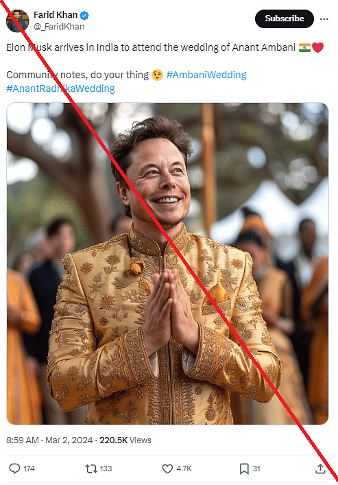 We found that the image of Elon Musk is not real and has been generated using the help of AI tools.