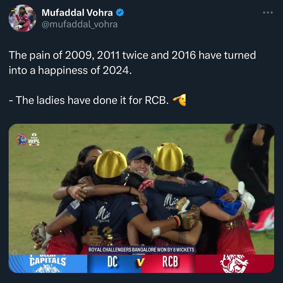WPL 2024 Final | Here's how fans reacted to Royal Challengers Bangalore's maiden WPL triumph.