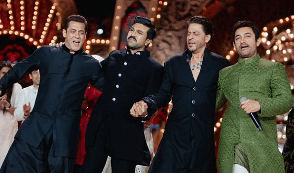 <div class="paragraphs"><p>SRK, Aamir Khan and Ram Charan while recreating the iconic dance moves from RRR.&nbsp;</p></div>