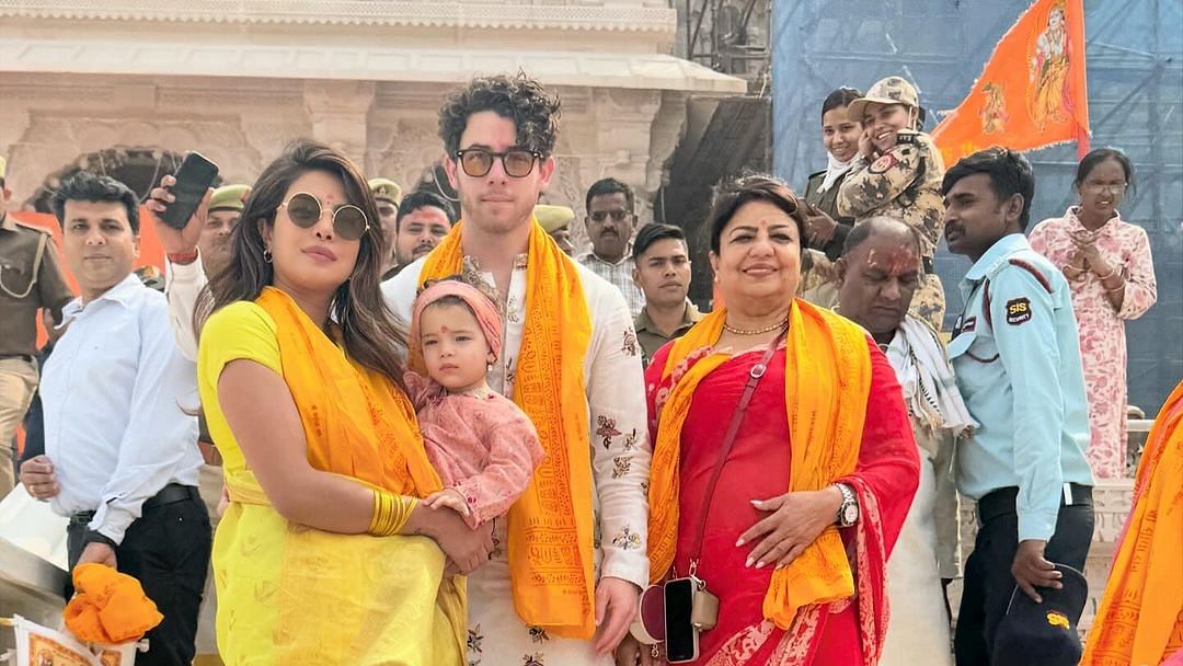 <div class="paragraphs"><p>Priyanka Chopra, along with her husband-singer Nick Jonas, their daughter Malti Marie Chopra Jonas and mother Madhu Chopra, visited the Ram Temple in Ayodhya, Uttar Pradesh.</p></div>