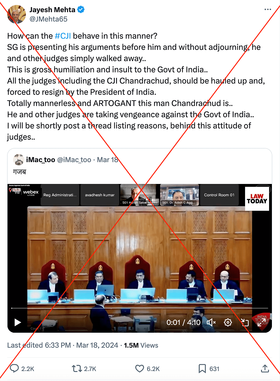 The CJI did not leave the hearing mid-way. He was simply adjusting his chair. 