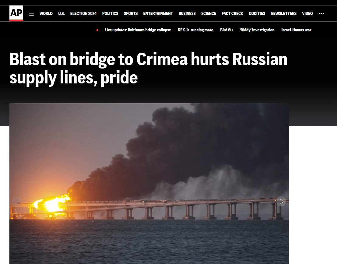 The could be traced back to at least October 2022 and shows an explosion on a bridge in Crimea.
