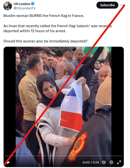 The video showed people protesting against France for supporting Israel.