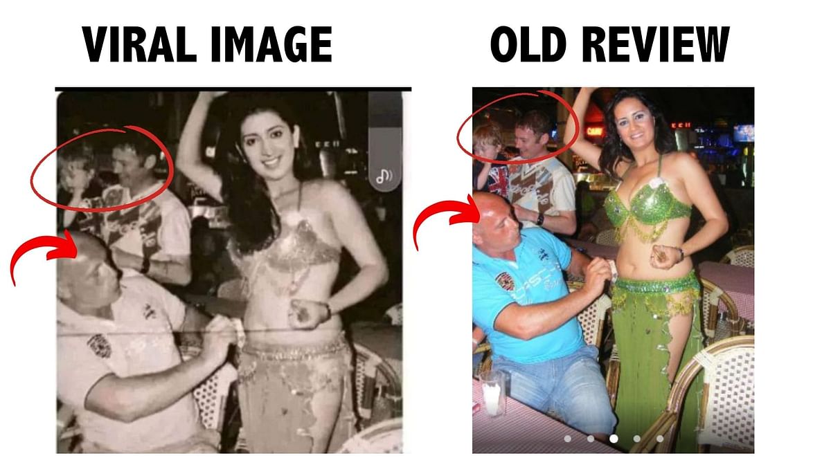 This is an edited image and doesn't show Smriti Irani dressed as a belly dancer.