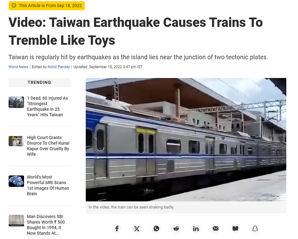 We found that both the videos are old and unrelated to the recent earthquake that shook Taiwan.