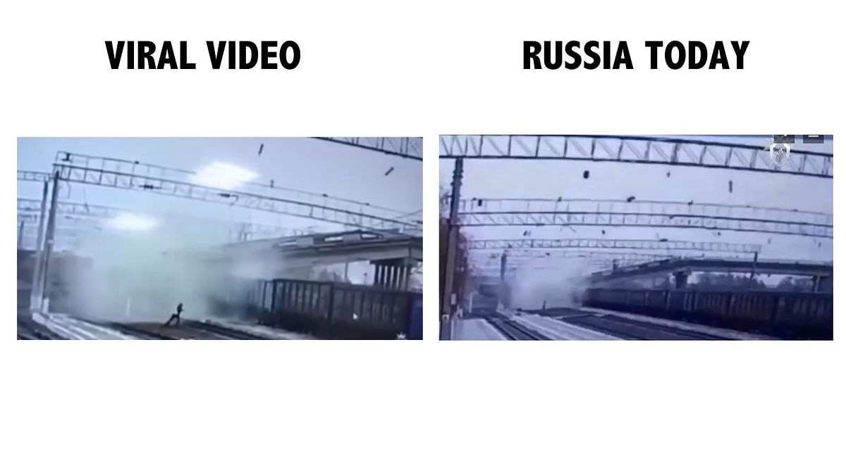 This clip is from 2018, showing a bridge that collapsed on top of the Trans-Siberian Railway in the Amur region.