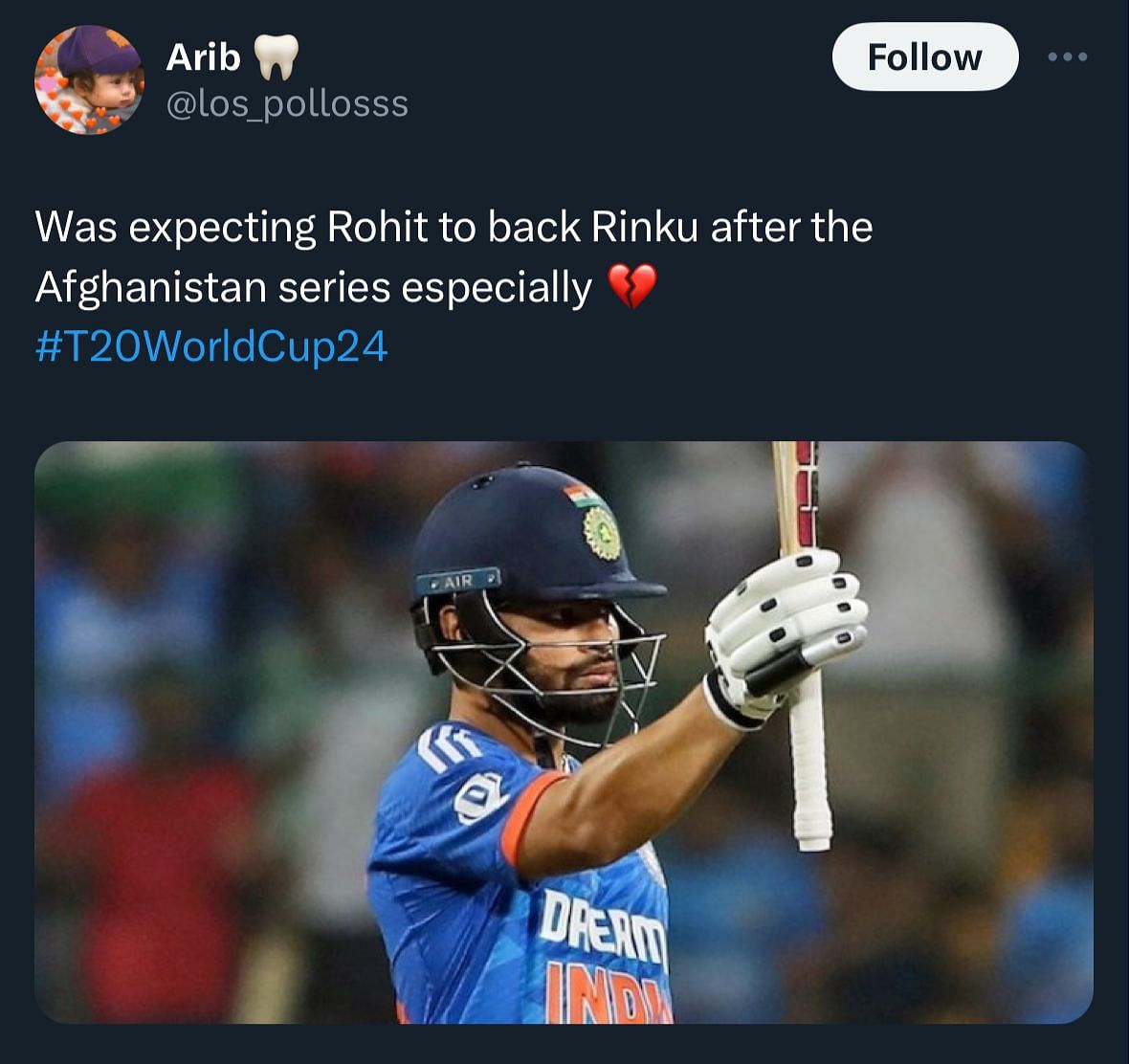 Here's how fans reacted to Rinku Singh's omission from team India's squad for the 2024 T20 World Cup.