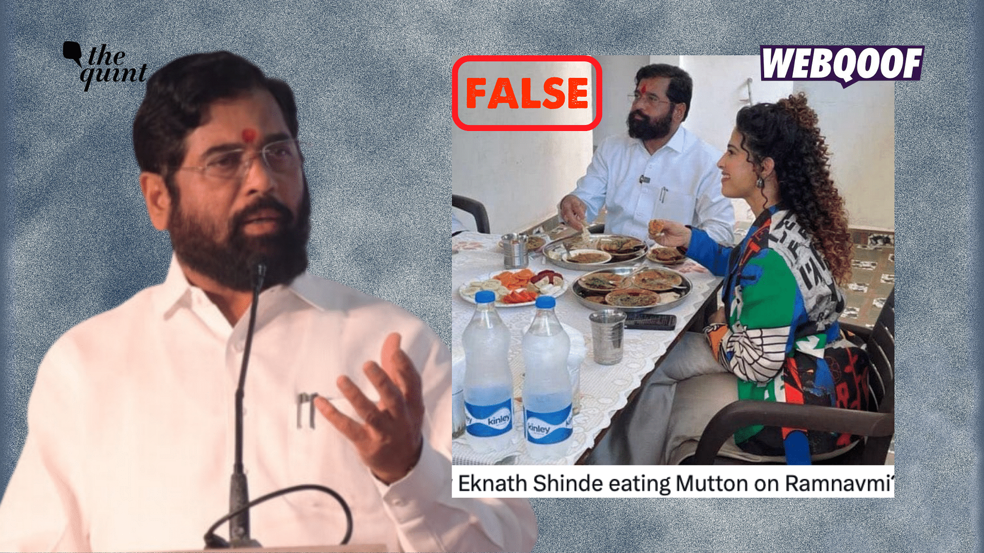 <div class="paragraphs"><p>The photo shows Maharashtra CM Eknath Shinde and Kamiya Jani having a vegetarian meal.</p></div>