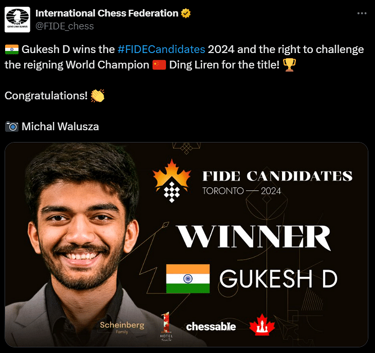 Let's take a look at the amount of money Gukesh won for winning at the 2024 Chess Candidates Tournament.