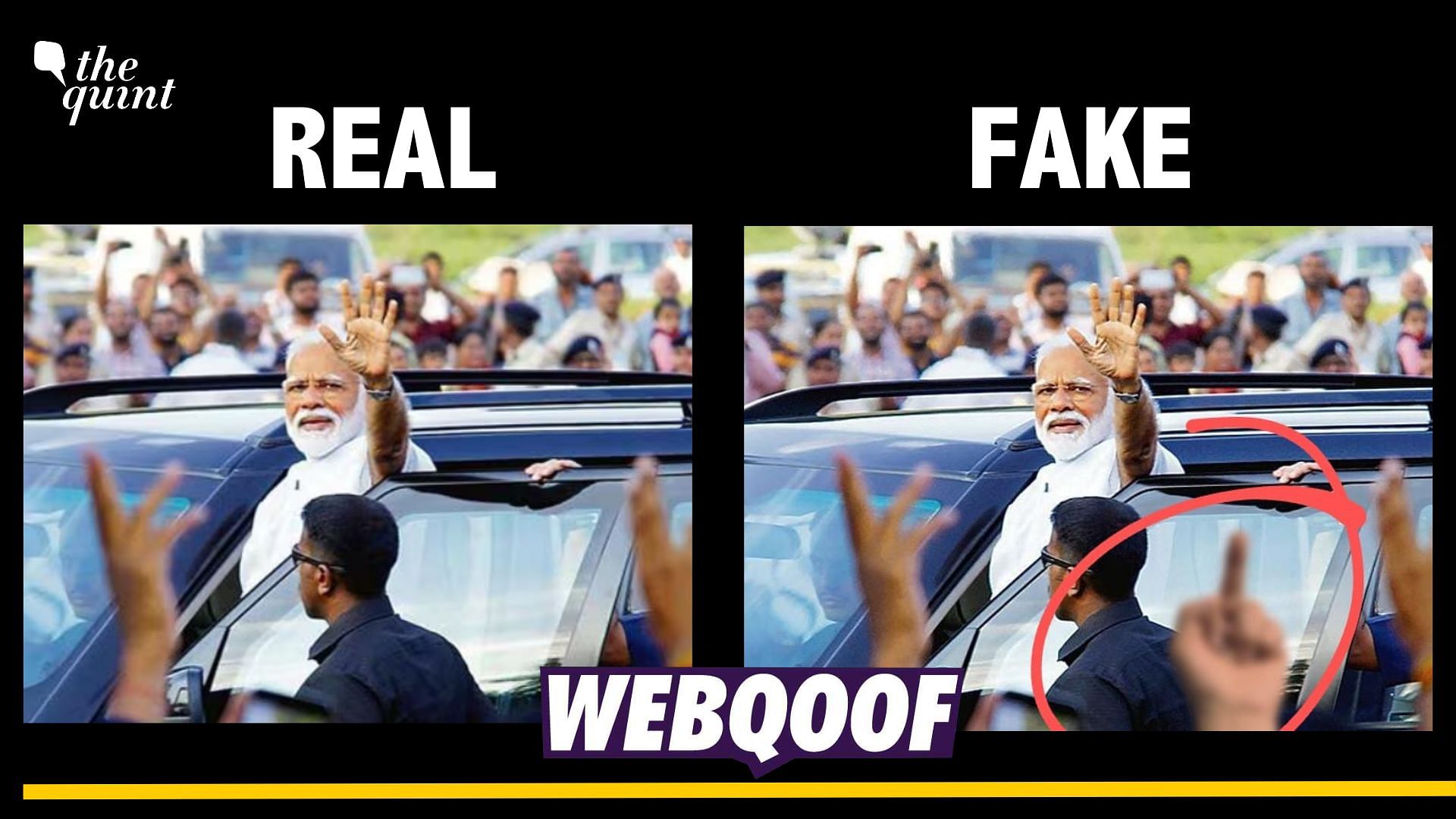 Edited Image Showing a Disrespectful Hand Gesture Towards PM Modi Goes Viral