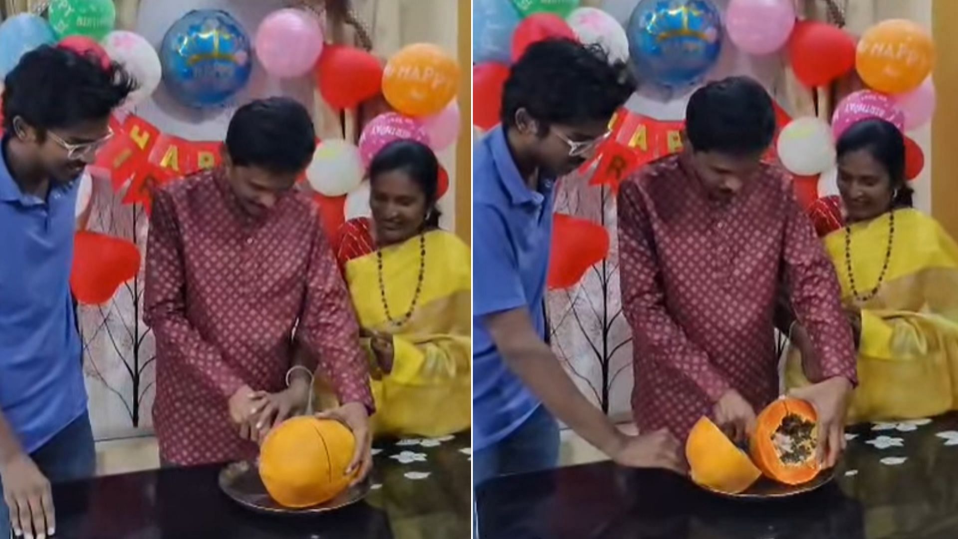 <div class="paragraphs"><p>In a viral video, a man is seen celebrating his birthday by cutting a giant papaya instead of a cake</p></div>