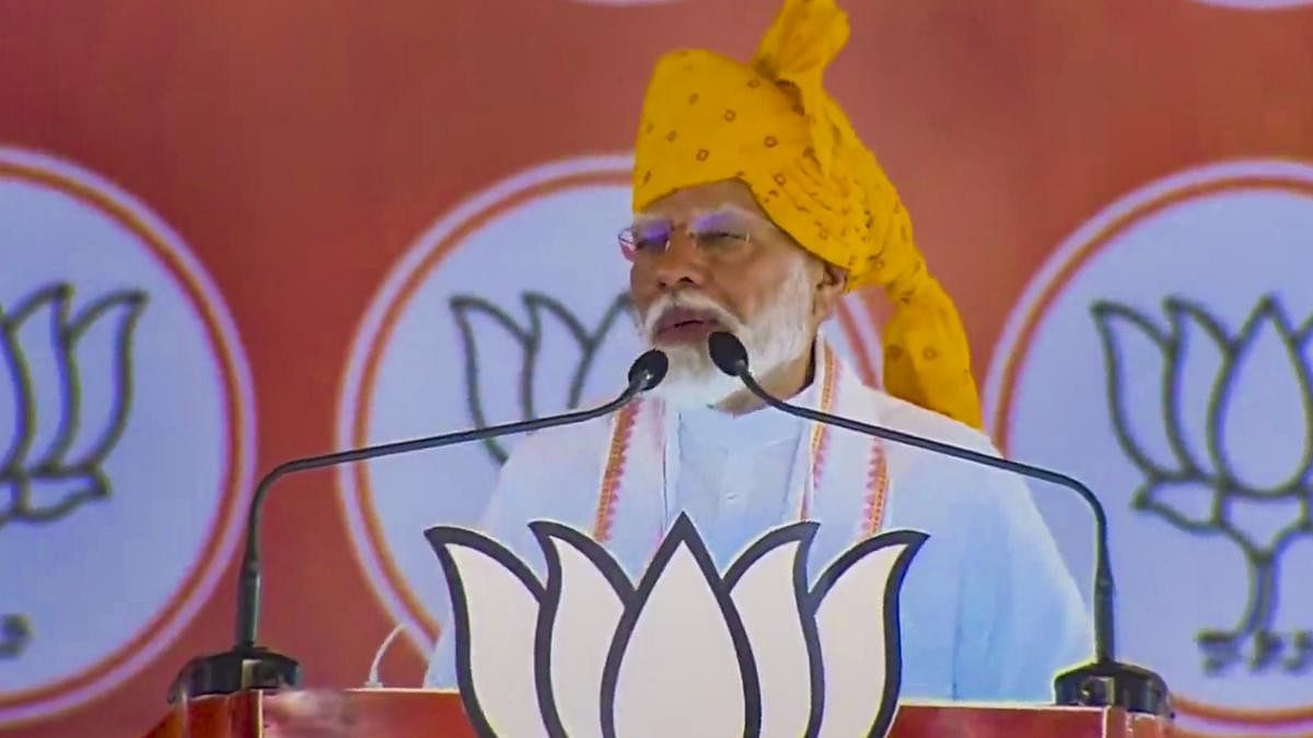 <div class="paragraphs"><p>Prime Minister Narendra Modi addresses an election meeting in Rajasthan’s Banswara district on 21 April. </p></div>