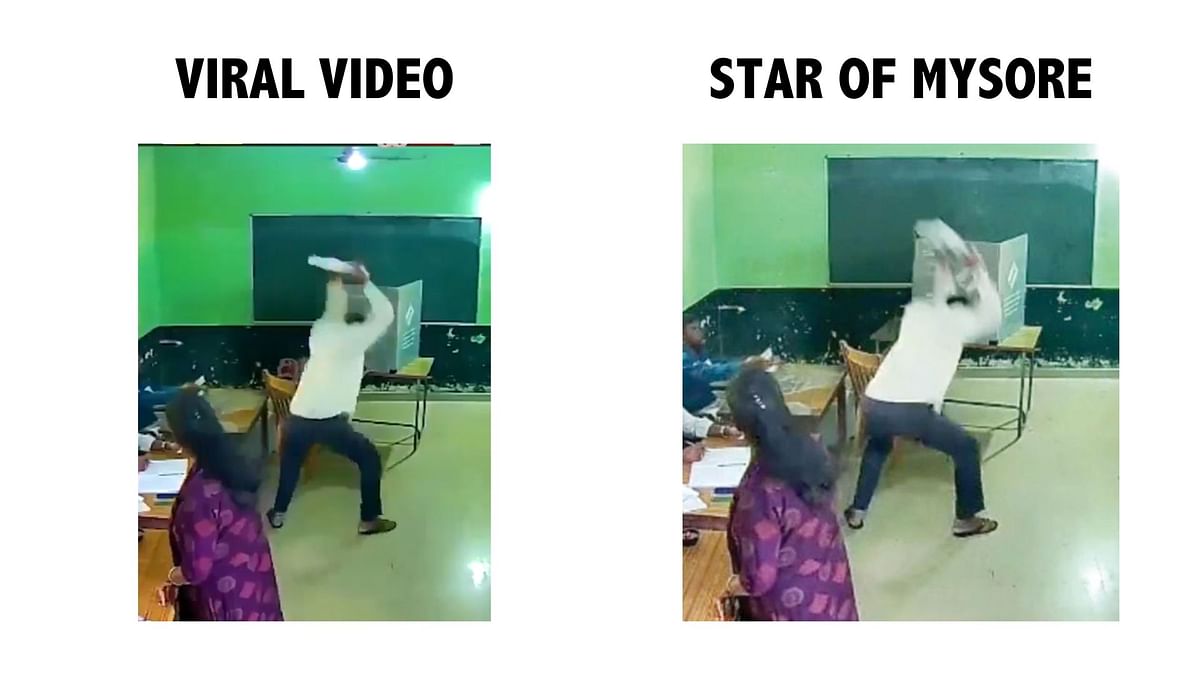 This video is from Mysuru and shows a man destroying the ballot unit after casting his vote during state elections. 