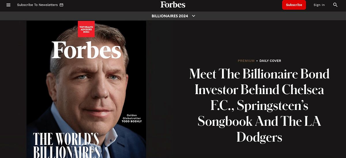 The April-May Forbes magazine cover features American investor Todd Boehly and not Khamenei. 
